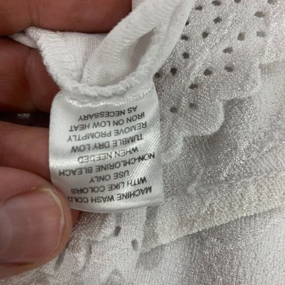 Rebecca Malone Womens Lace Button Cardigan PL Polyester/Spandex Off-White - Picture 6 of 7